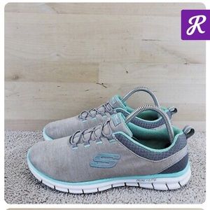 SKECHERS Electra Heathered Women's Size 11 Tan Gray Jersey Knit Bungee SN 22877